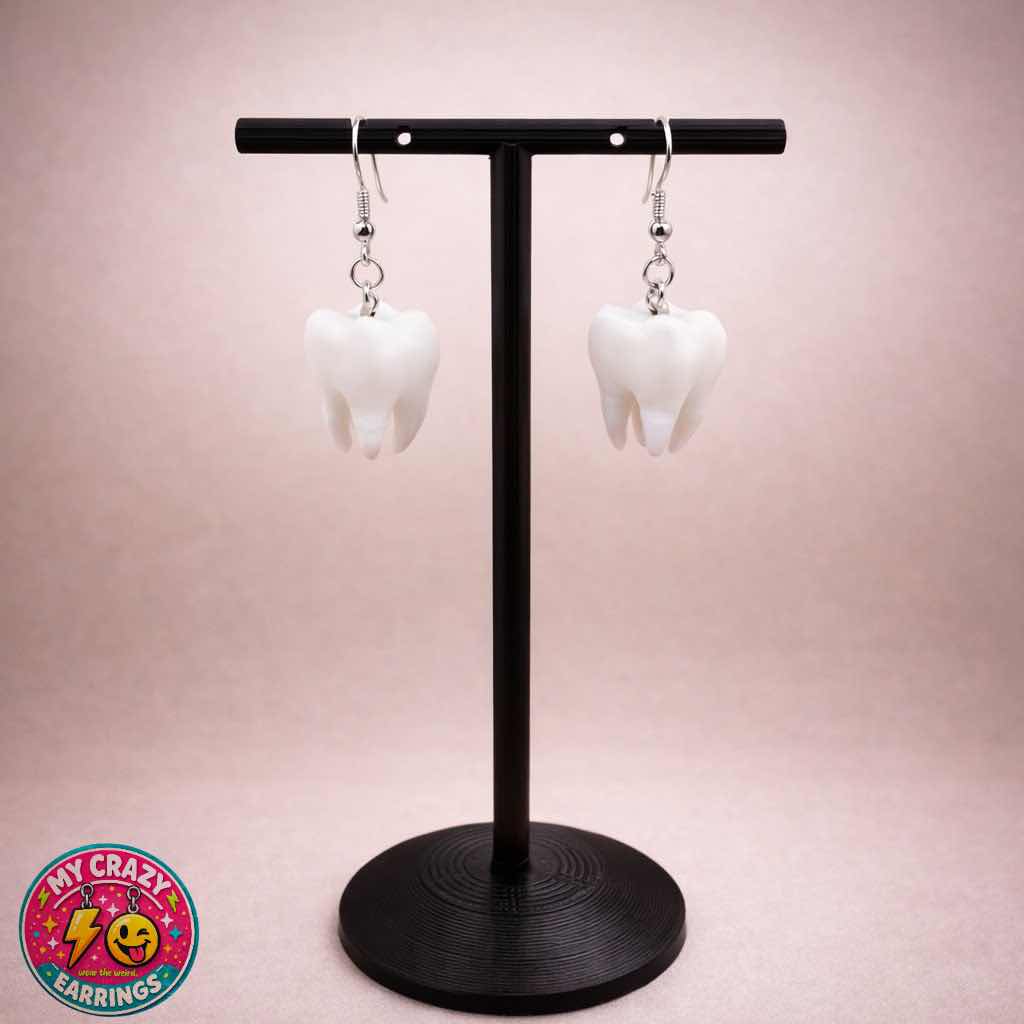 human teeth earrings